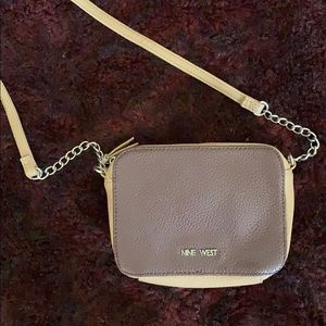 NINE WEST Maroon & Tan Crossbody Bag